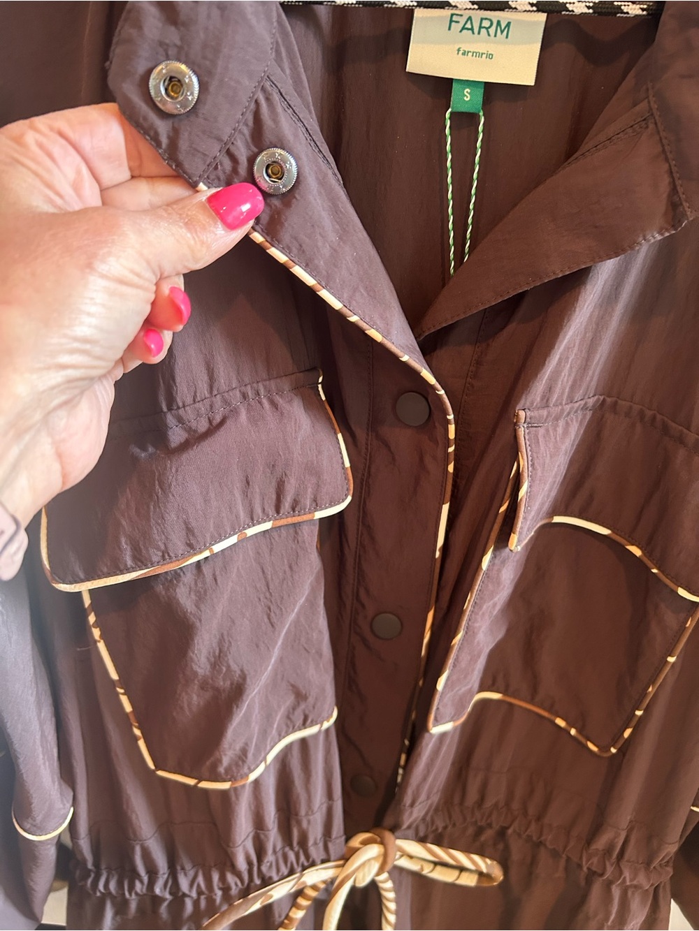 Farm Rio Chocolate Brown Drawstring Dress - Picture 4 of 9